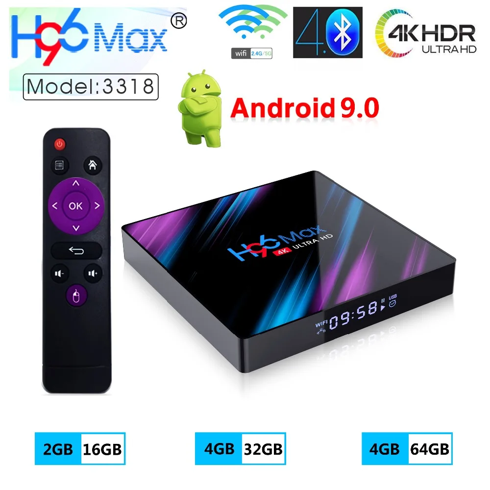 Приставка Смарт ТВ H96 MAX Android 9 0 2 + 16/32/64 ГБ 4 ГГц Wi Fi Bluetooth 0|ТВ-приставки и