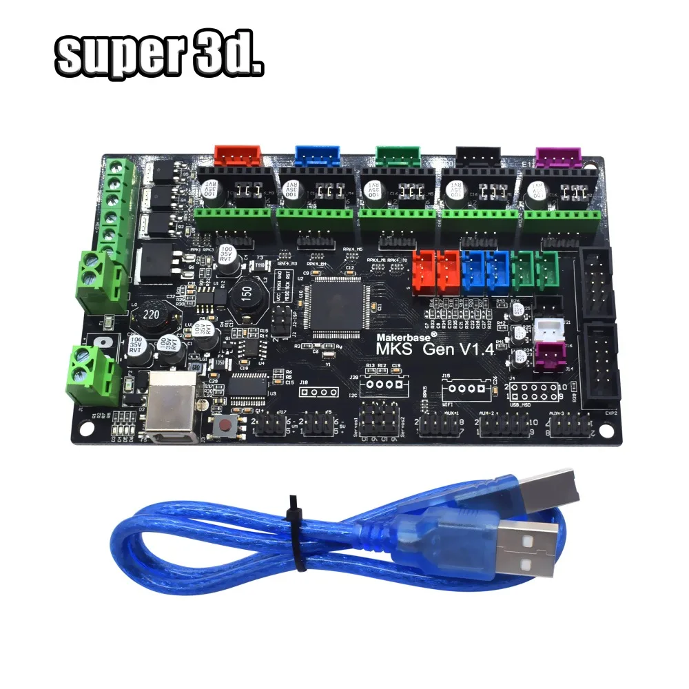 Детали для 3d принтера MKS Gen V1.4 плата управления Mega 2560 R3 Материнская плата RepRap Ramps1.4+ A4988/TMC2130/TMC2208/DRV8825 драйвер