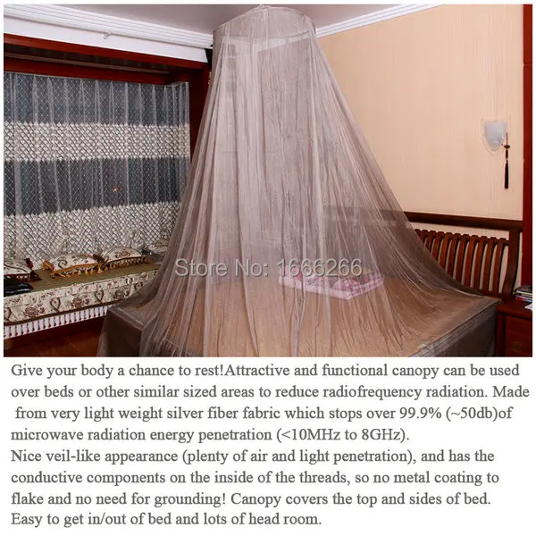

silver fibre emf canopy mosquito net