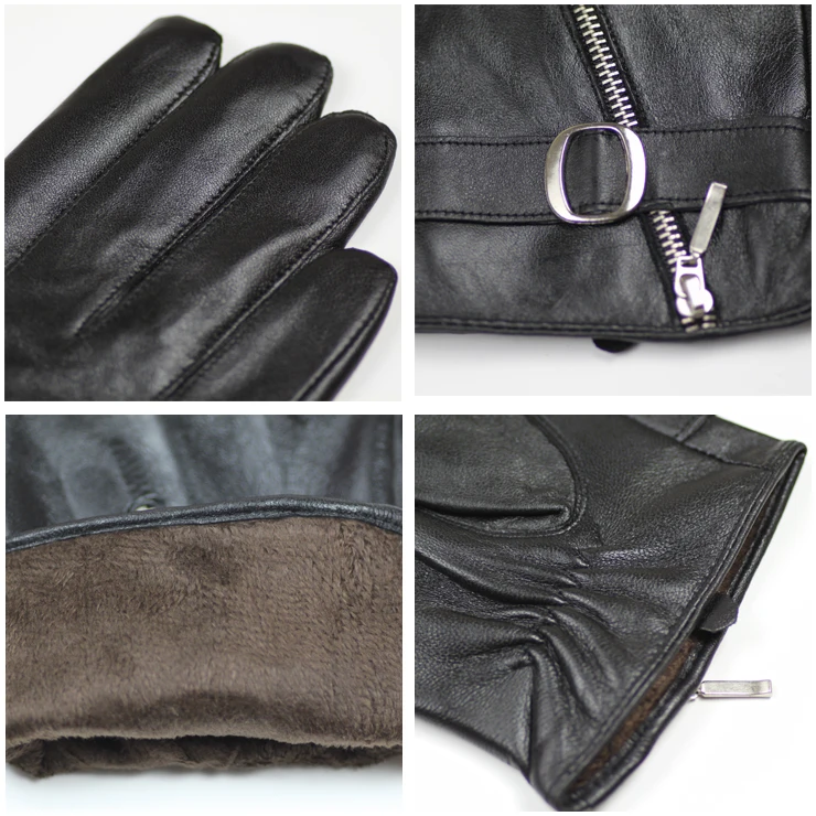 DELEDELAI Мужские кожаные перчатки молния мужской натуральная кожа овчины