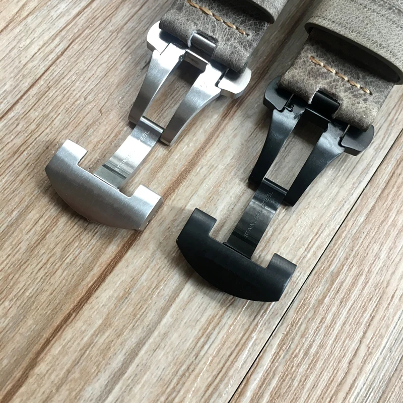 AAA Quality 24mm Brown Gray Vintage retro Italy Genuine Leather Watchband For PAM111  PAM Watch Strap With Butterfly buckle Belt