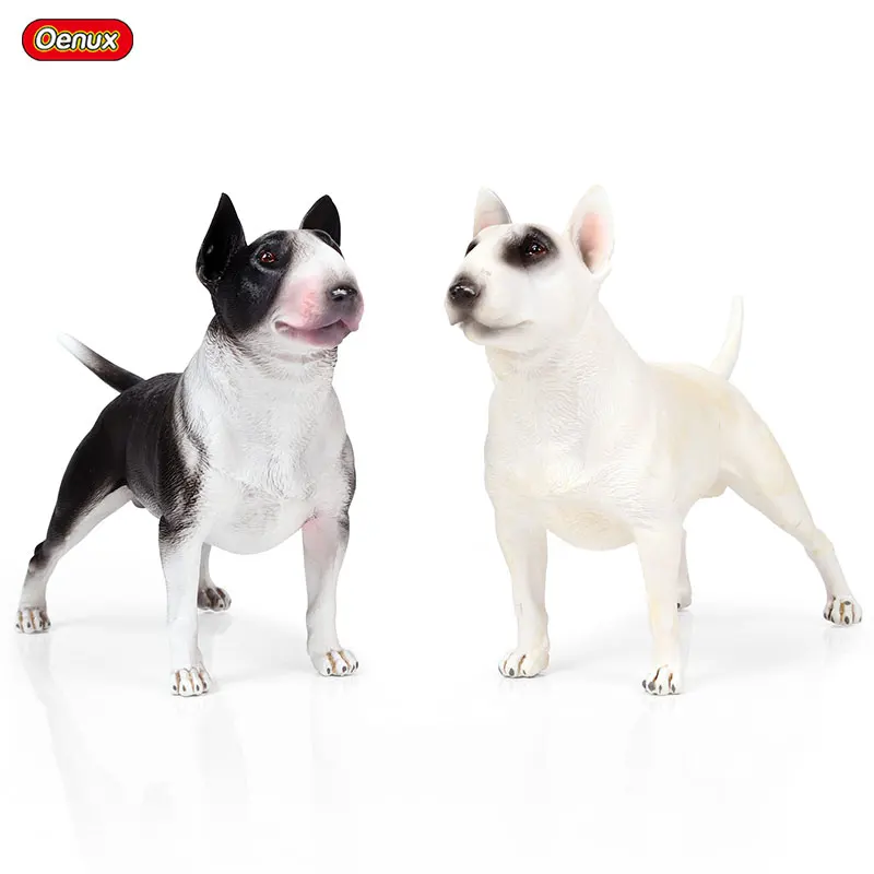 2pcs Bull Terrier Oenux классический британский бультерьер фигурки большая собака модель фигурка коллекция и образовательные реалистичные милые игрушки для детей - Цвет: 2pcs Bull Terrier