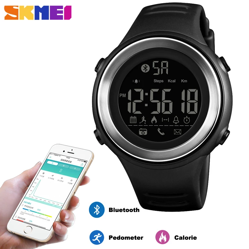 SKMEI Bluetooth умные спортивные часы мужские модные цифровые шагомер калорий