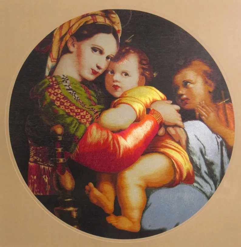 Madonna of the Chair Chinese handmade silk embroidery painting wall decor Suzhou Embroidery | Дом и сад