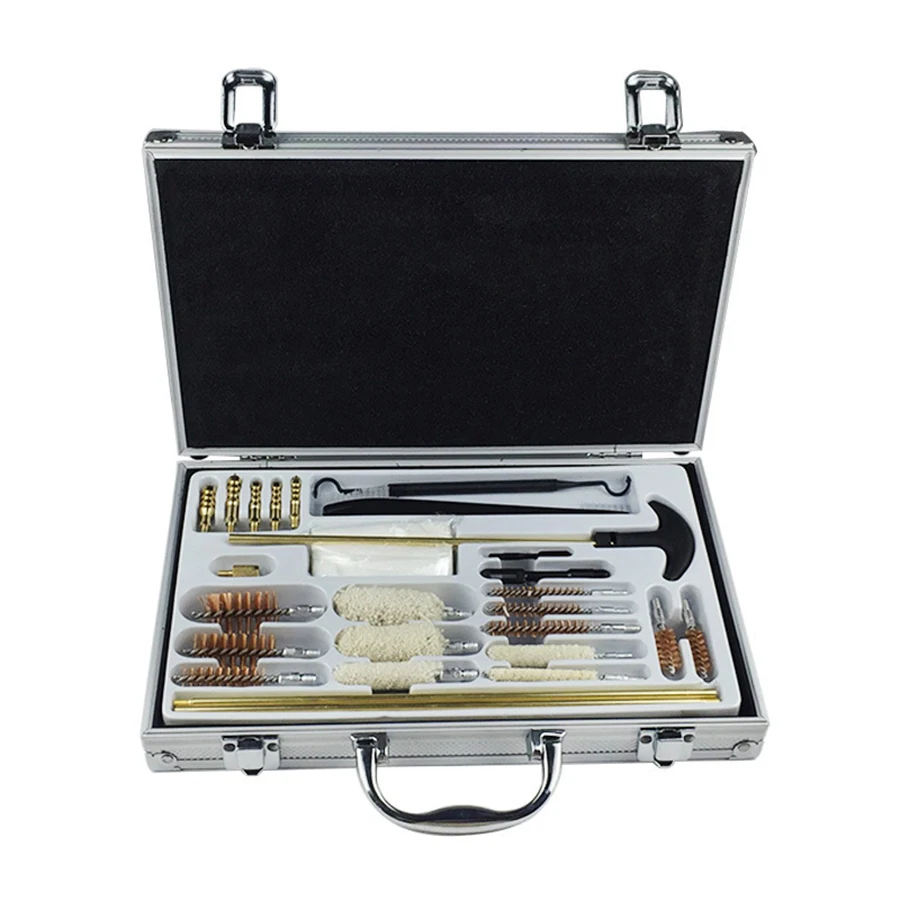 Aluminium Doos Koperen Staaf Dubbel-handvat Katoen Borstel Koperdraad Borstel Combinatie Set Cleaning Kit Tools