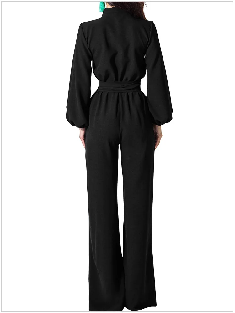 2019 шифоновый комбинезон с широкими штанинами женский длинный рукав черный