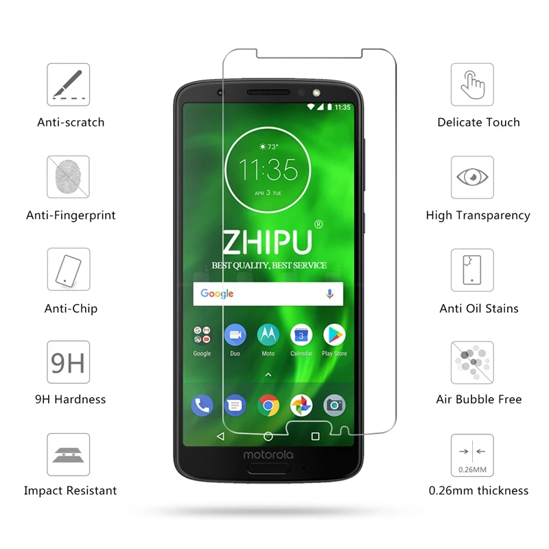 2 шт. закаленное стекло для Motorola MOTO G6 защита экрана 2.5D 9H защитная пленка|Защитные