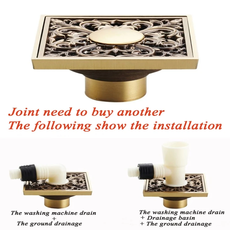 Античная латунь Искусство Резные цветок сводом и напольным трапом Ванная