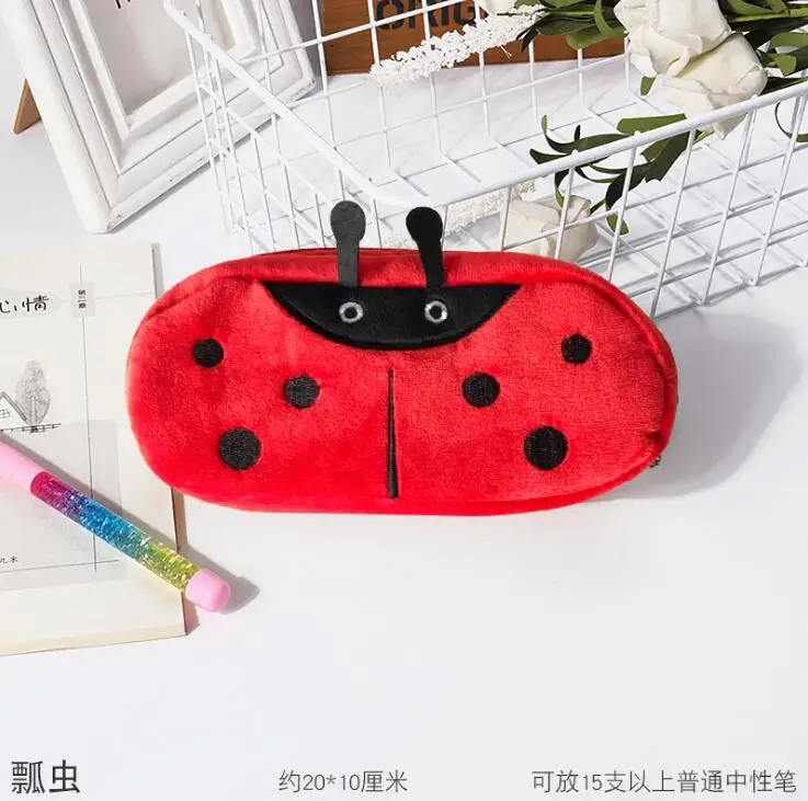 Kawaii моделирование фрукты пенал с животными короткие плюшевые Школьные Канцелярские ручки сумка для девочек и мальчиков школьные принадлежности