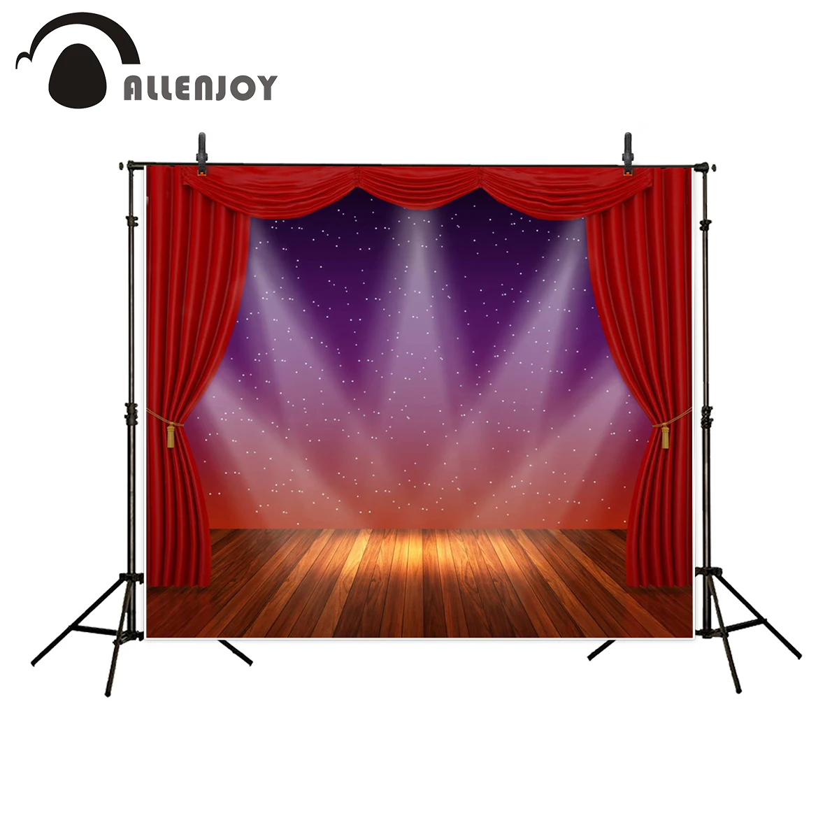 Allenjoy фоны для фотосъемки сценический занавес красный прожектор деревянный пол