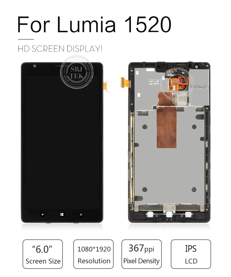 Для NOKIA Lumia 1520 сенсорный ЖК-экран с рамкой для NOKIA Lumia 1520 дисплей дигитайзер сборка запасные части
