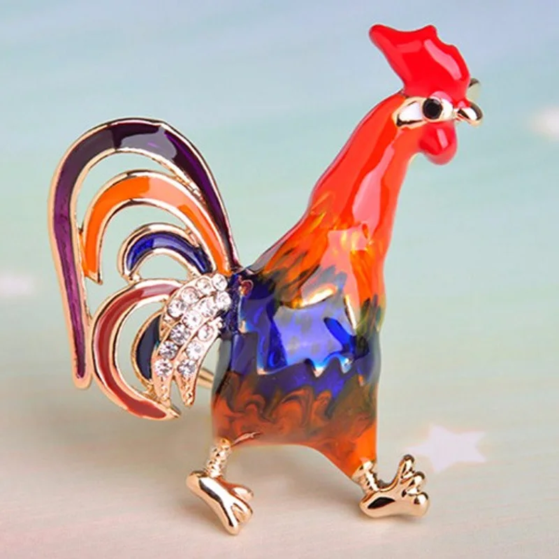 

12pcs/lot Wholesale Fashion Women Enamel Brooches Hijab Accessories Red Enamel Cock Broaches Hat Cardigan Sweater Broches