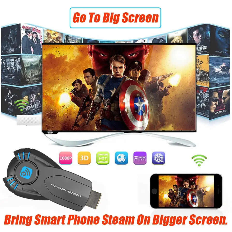 Vensmile V5II Лучше Смарт TV Stick Ezcast Miracast Dongle DLNA Airplay Mirrorop Для IOS Android ОС Windows лучше чем android