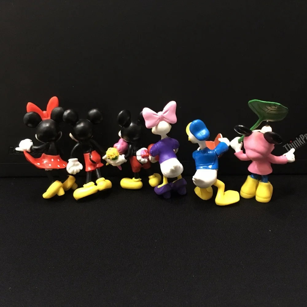 Игрушки Disney 6 шт./компл. Набор фигурок аниме Микки Маус клубный дом Минни