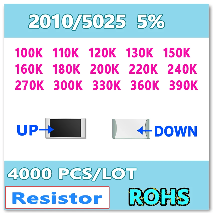 JASNPROSMA 2010 J 5% 4000PCS 100K 110K 120K 130K 150K 160K 180K 200K 220K 240K 270K 300K 330K 360K 390K 5025 K smd резистор