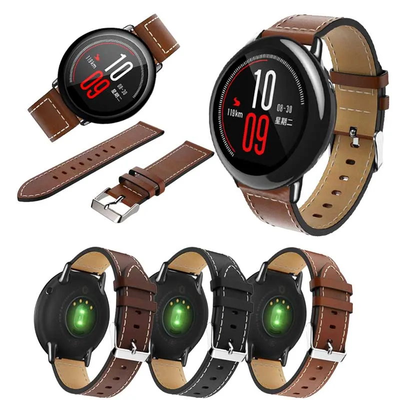 Для оригинальных часов Xiaomi Huami Amazfit pace ремешок из натуральной кожи сменный смарт-ремешок для часов Amazfit GTR 47 мм браслет