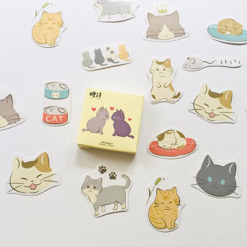 45 шт./кор. кошки в любви Клей DIY Стикеры ярлыком Тетрадь альбом Дневник Декор |