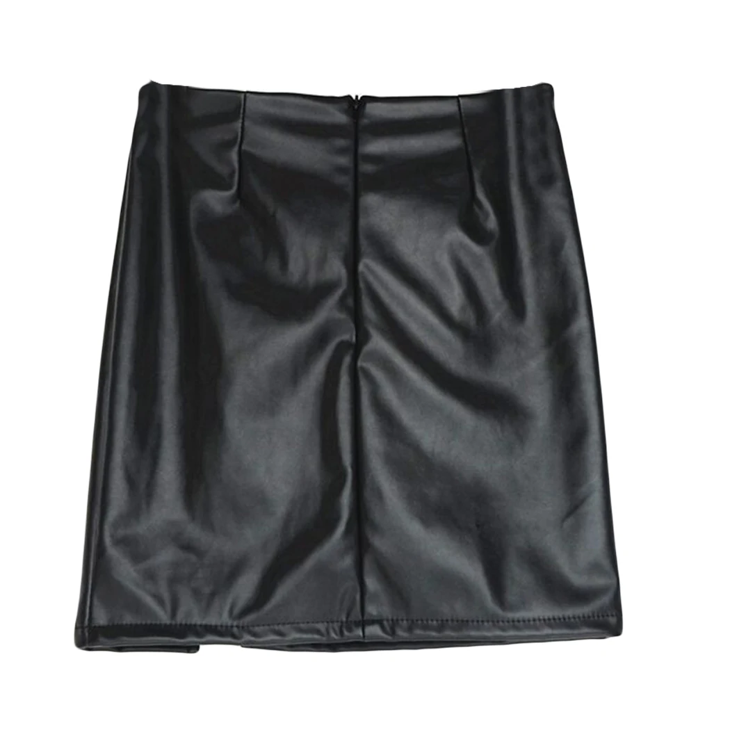 Черные юбки из искусственной кожи на шнуровке 2017 Демисезонные женские