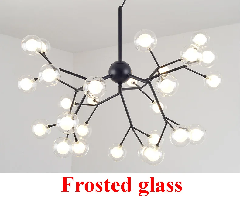 Frosted glass Современный firefly дерево ветвь лист Потолочная люстра, лампа светильник СВЕТОДИОДНЫЙ декоративные комнатные nordic дизайн люстры G4 - Цвет абажура: Frosted glass