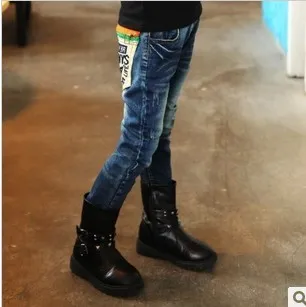 Новинка 2018 джинсы для мальчиков весна-осень с карманами в стиле пэчворк хорошее