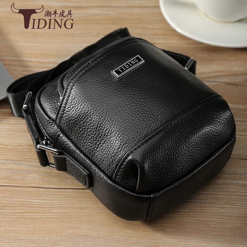 Crossbody Black Mini Travel Bags Cow Leather Men 2018 Small Brand Casual Capacity Phone Business Fashion Shoulder |