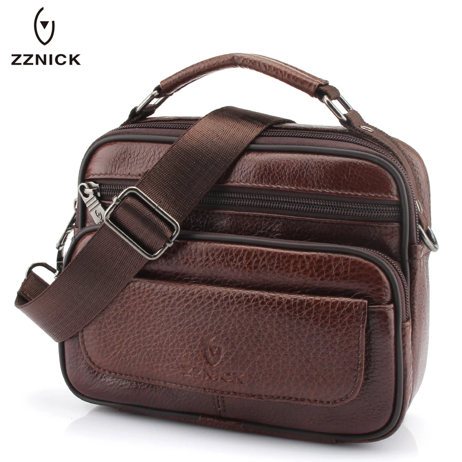 ZZNICK 2021 New Men Bag Small Genuine Cowhide Leather Shoulder Messenger Bags Travel Crossbody Handbags |