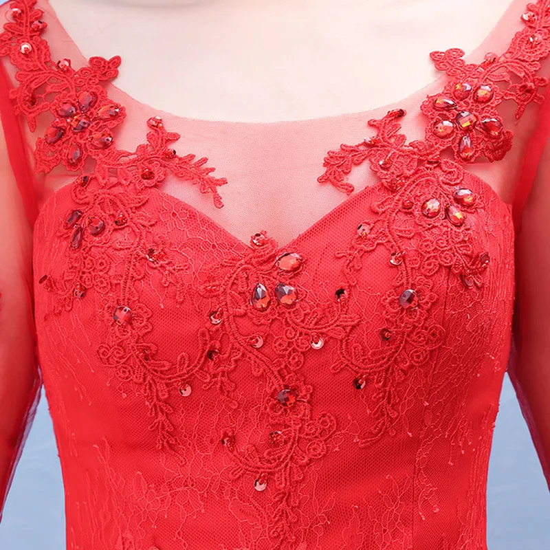 Красное свадебное платье 2019 с коротким рукавом Тюлевое Vestido De Noiva кружевное
