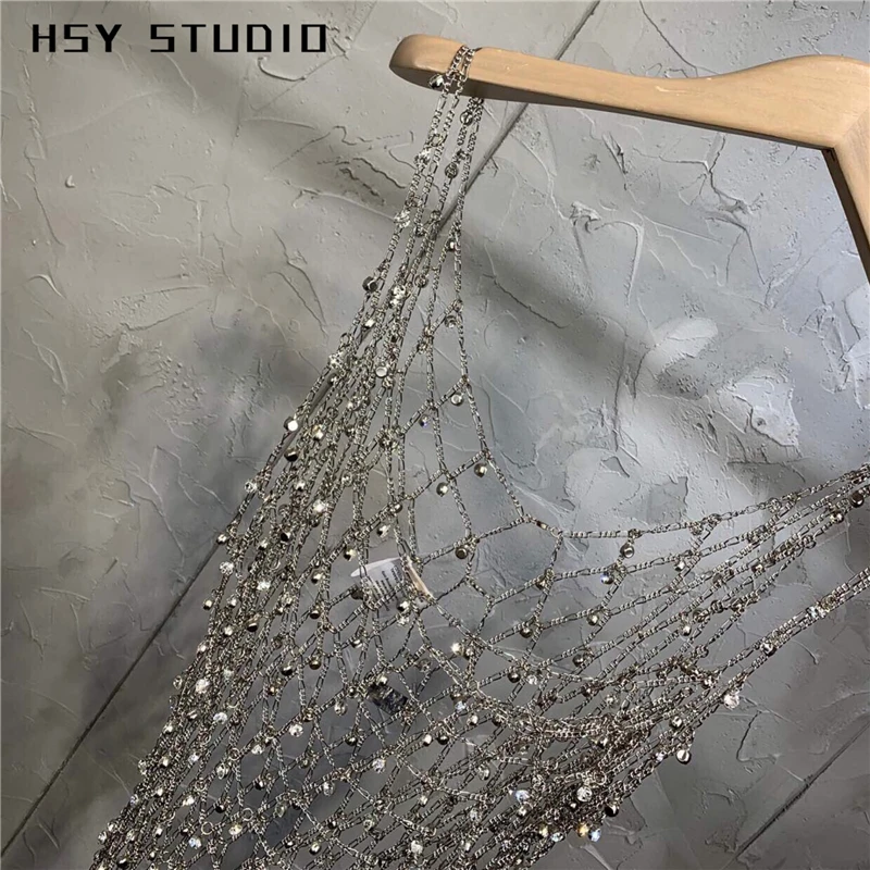 【HSY studo】2019 Лето Новая мода горный хрусталь вставки ручной работы бахрома женские