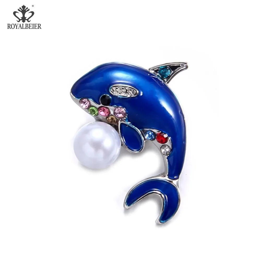 

RoyalBeier Dophine Snap Button Wth Rhinestone Cute Animal Metal Snap Button 18mm Colorful DIY Charms For Snap Bracelet Jewelry