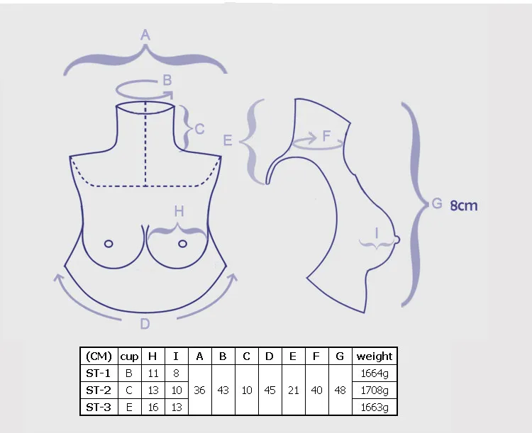 ST 2 C высококачественные силиконовые формы для груди мужчин трансвеститов