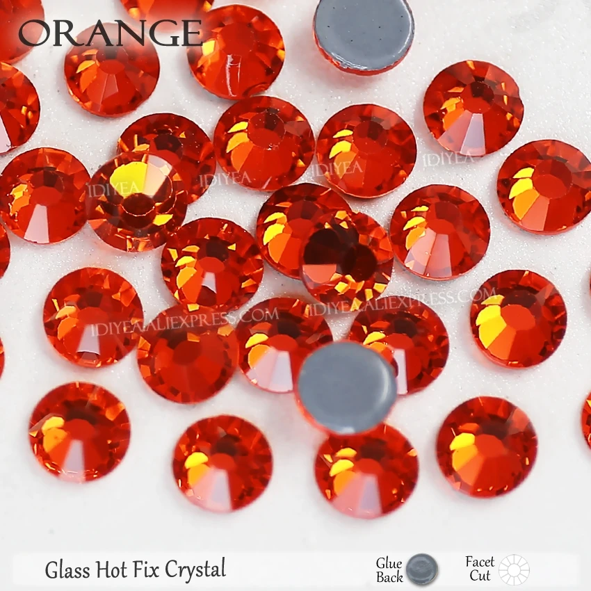 Orange Высокое качество Горячая фиксация Стразы SS6 SS10 SS16 SS20 SS30 Стразы плоская задняя часть исправление камней Кристаллы Блестки для DIY одежды платье - Цвет: Orange