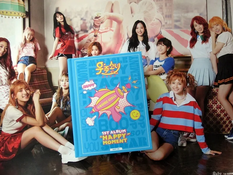 Подписанный WJSN autographed первый альбом Happy Moment CD + Фотокнига подписанный постер