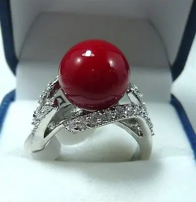 Кольцо с красным драгоценным камнем/красным кораллом/камнем размер США 6 7 8 9 #
