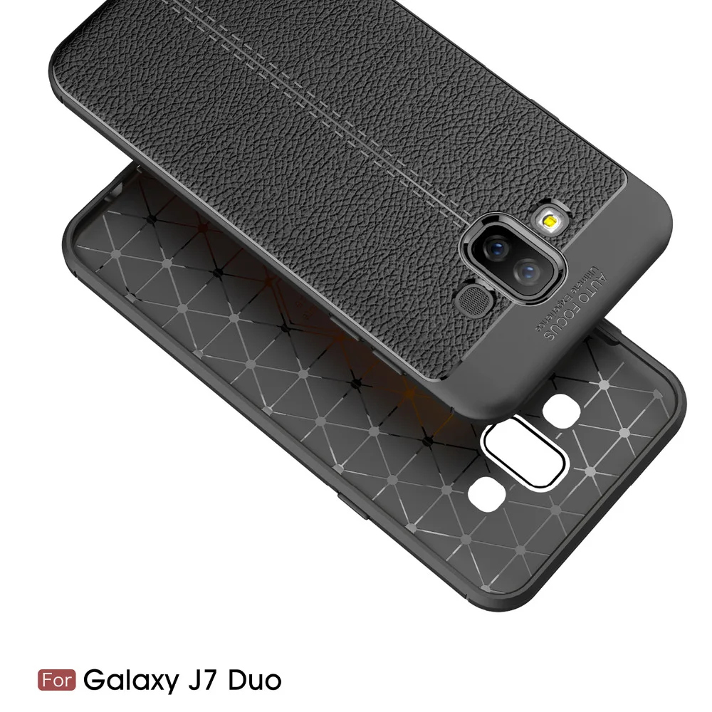Углеродного волокна чехол для samsung GALAXY J7 Duo случаях SM-J720F кремния мягкий Coque etui Fundas |