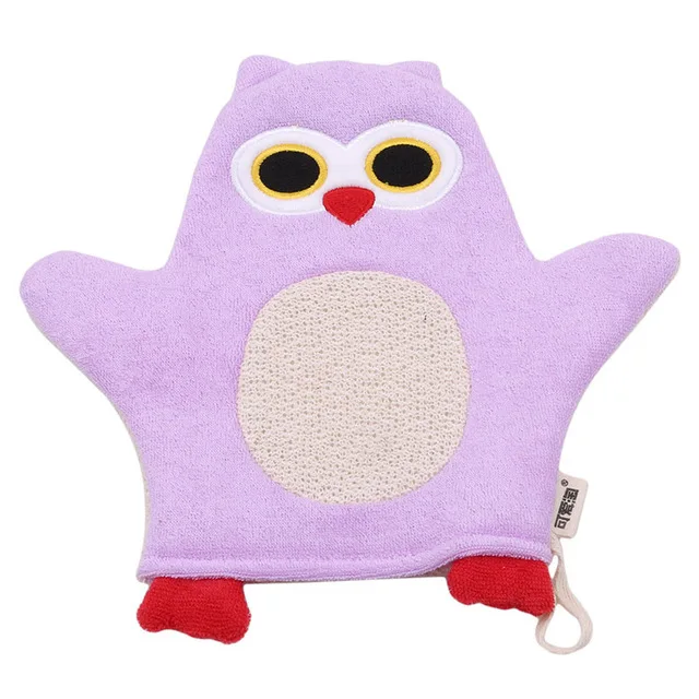 purple owl Новая мягкая Детская щетка для ванны с изображением животных лисы пингвина, перчатка для душа для новорожденных детей - Цвет: purple owl