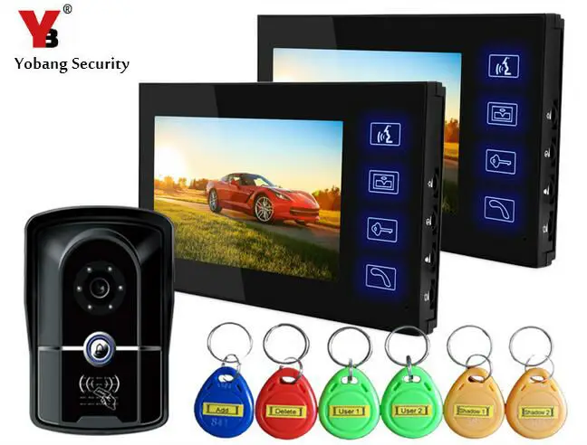 Видеодомофон Yobang дверной звонок 7 дюймов 700TVL HD водонепроницаемая IP55|door intercom|doorbell