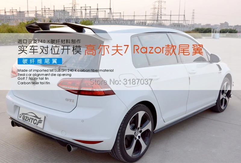 for Volkswagen Golf VII Golf7 2014-2017 Carbon Fiber Rear Roof Spoiler Wing Trunk Lip Boot Cover Car Styling | Автомобили и