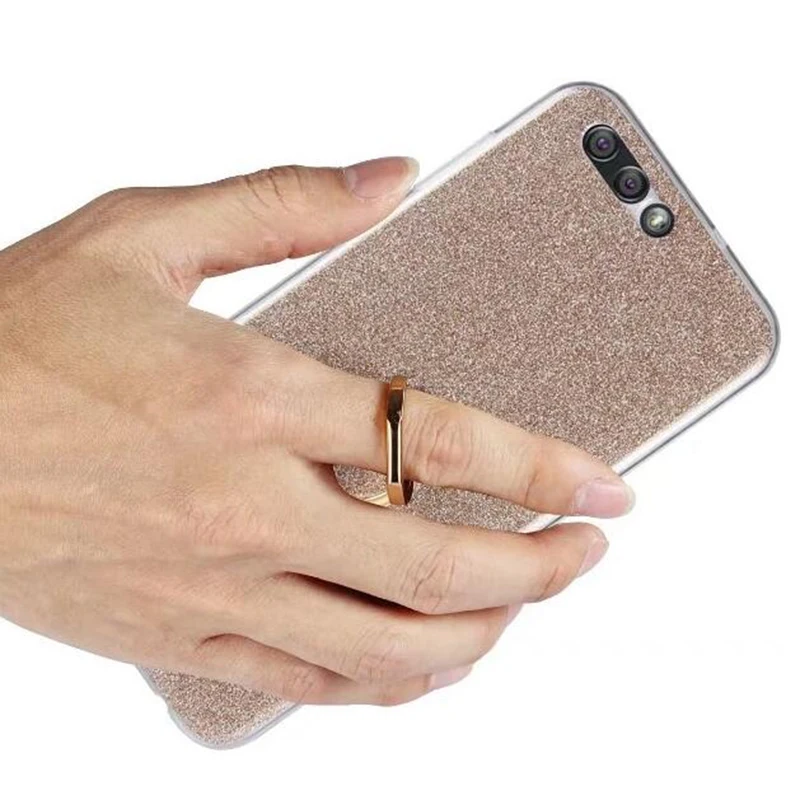 Cover Phone Case For Asus Zenfone 4 ZE554KL 5.5&quot Soft TPU Silicone Transparent Shell Flash Glitter Powder Metal Ring Kickstand |