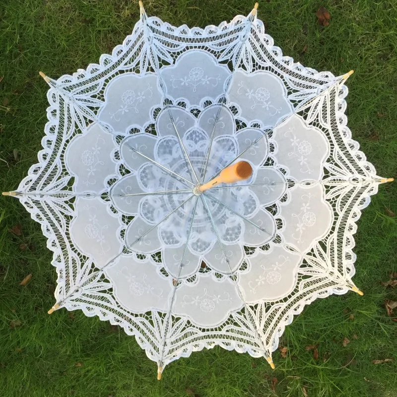 Новый Винтажный кружевной зонтик ручной работы с вышивкой белый и бежевый Battenburg