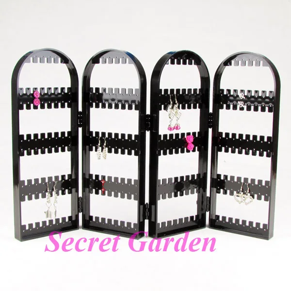 

TONVIC High Quality Black Plastic Folding Screen Earring Display Stand Holder 240 Holes