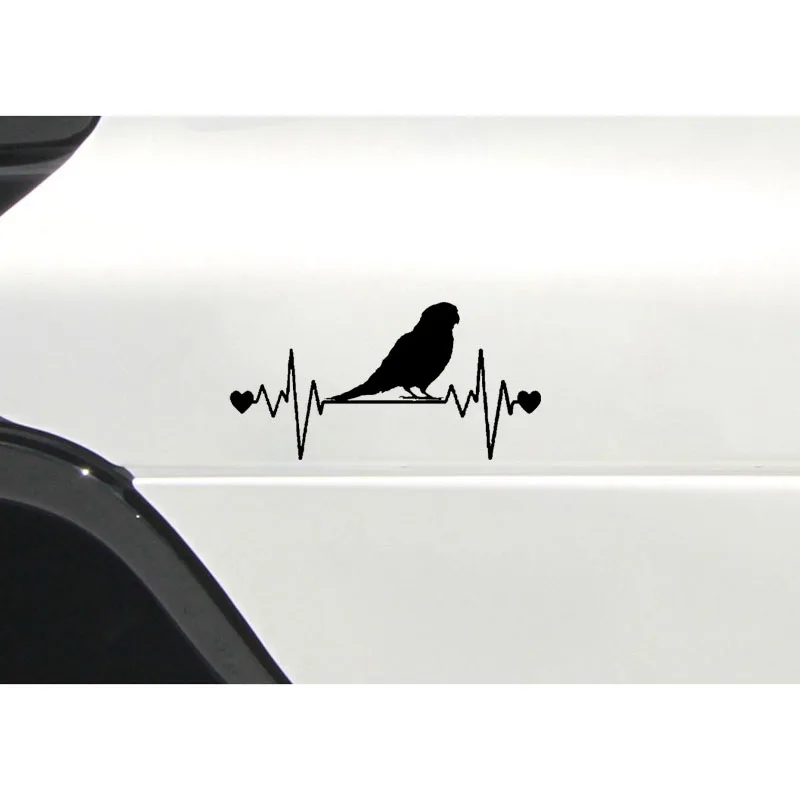 YJZT 16CM*8.1CM Fun Parakeet Lifeline Heartbeat Bird Vinyl Car Sticker Decal Black/Silver C11-1047 | Автомобили и мотоциклы