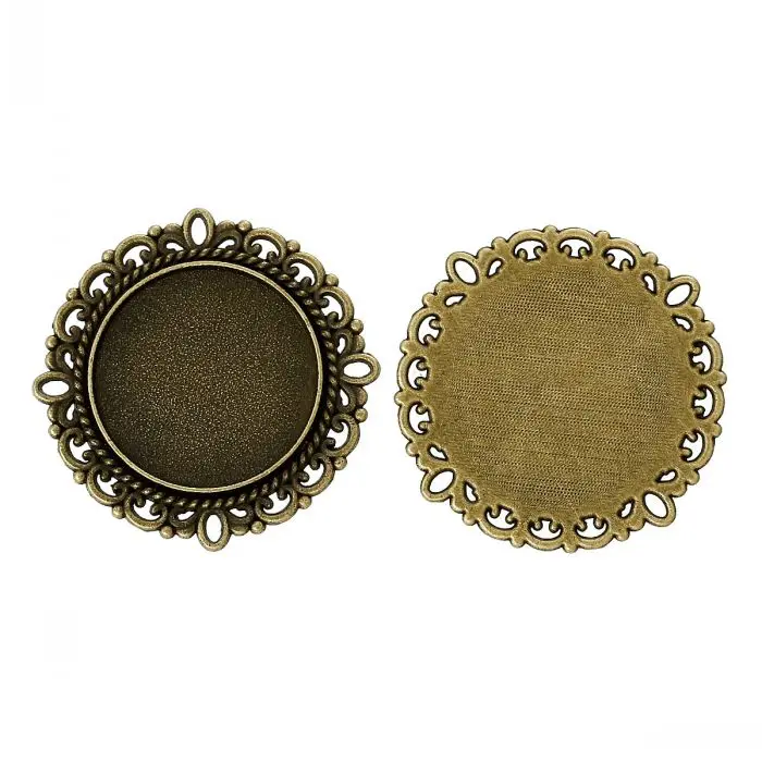 

8 сезонов металлическая фурнитура для украшений круглая из античной бронзы, с кабошоном настройки (подходит 20 мм диаметр) 3,1 см x 3,1 см, 30 шт.