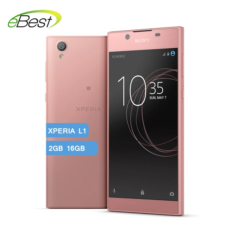 Розовый sony Xperia L1 5,5 дюйм андроид смартфон 2 Гб 16 Гб MT6737T четырехъядерный 2620 мАч 13 МП 4G мобильный телефон - Цвет: Розовый