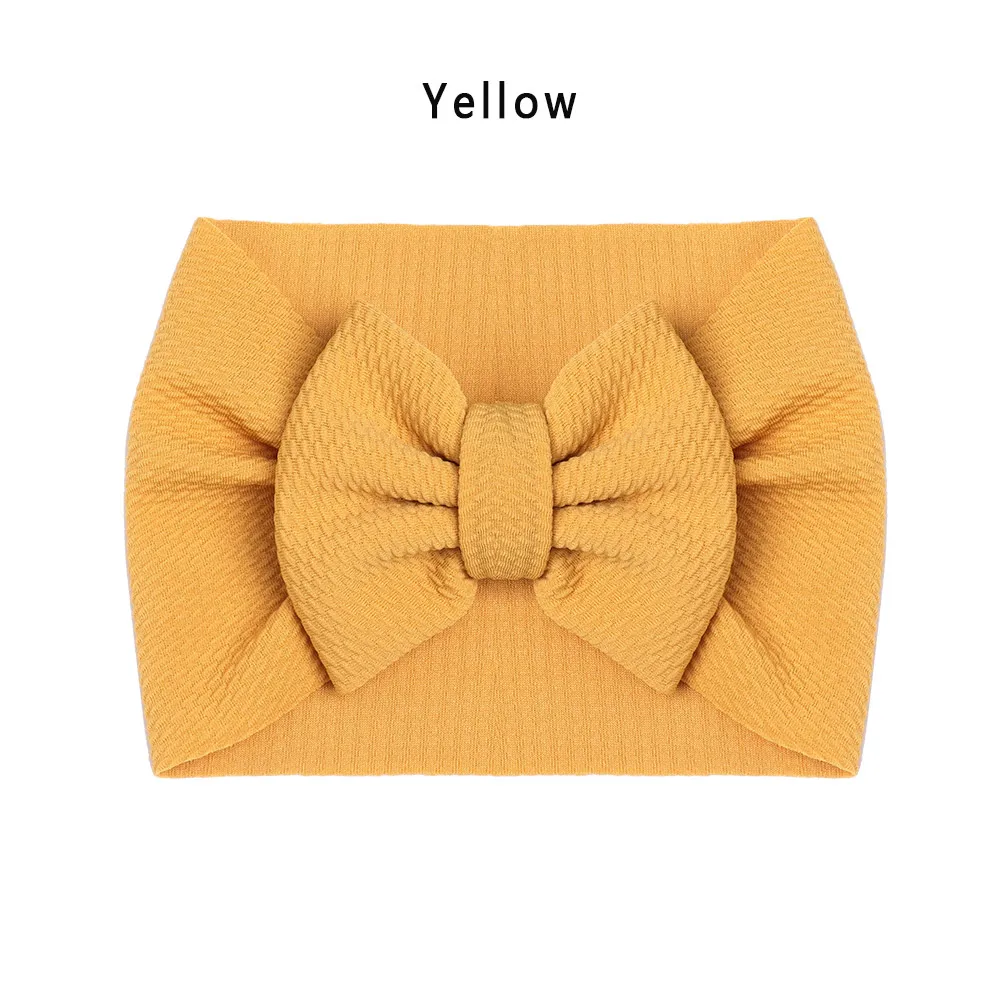 yellow Новое поступление тюрбан популярный 5 ''большой бант для волос повязка для волос для девочек текстурированная ткань эластичная Детская DIY аксессуары для волос - Цвет: yellow
