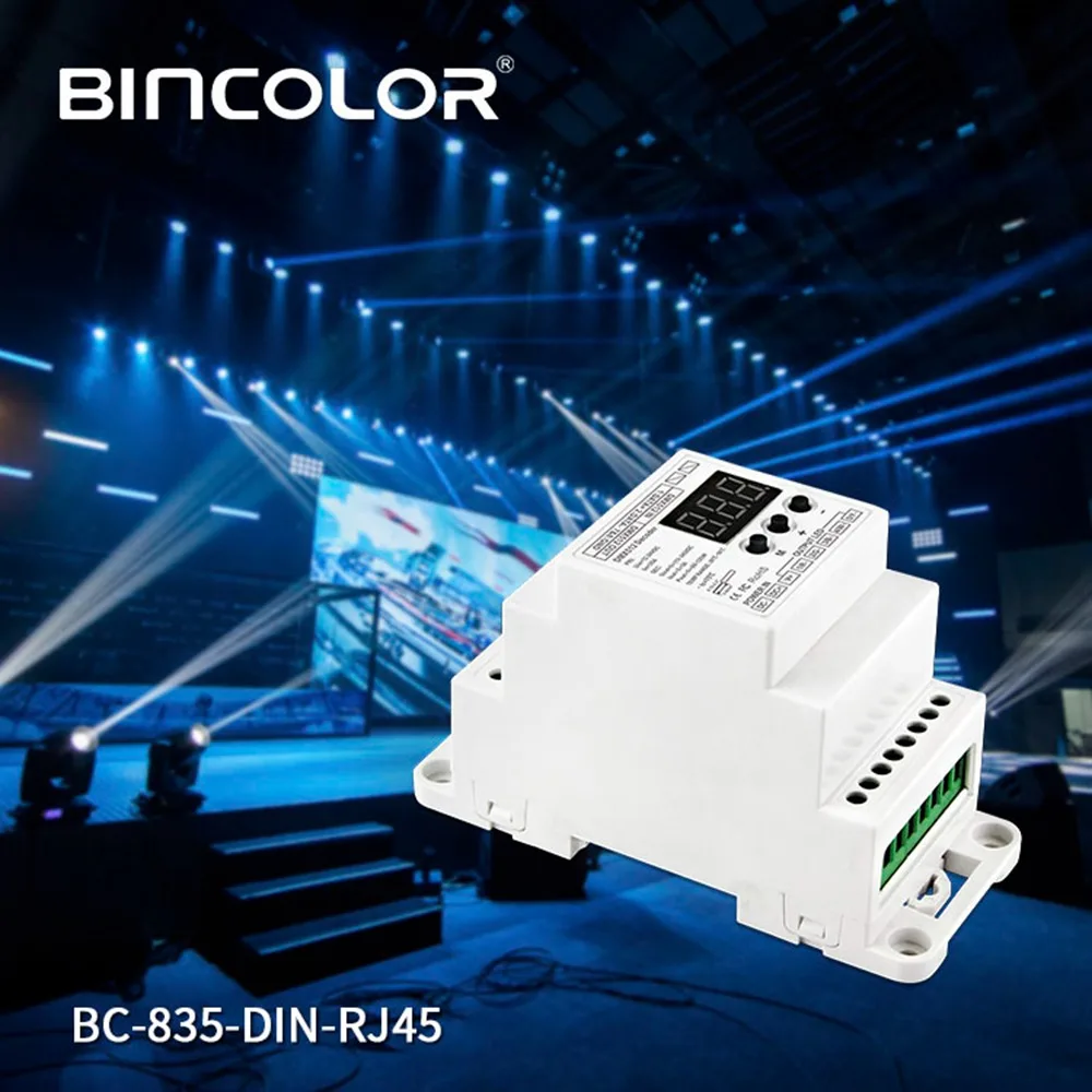 BC-835-Din-RJ45 Din Rail 5Ch CV Pwm Dmx512/1990 контроллер декодера для светодиодной ленты | Лампы и