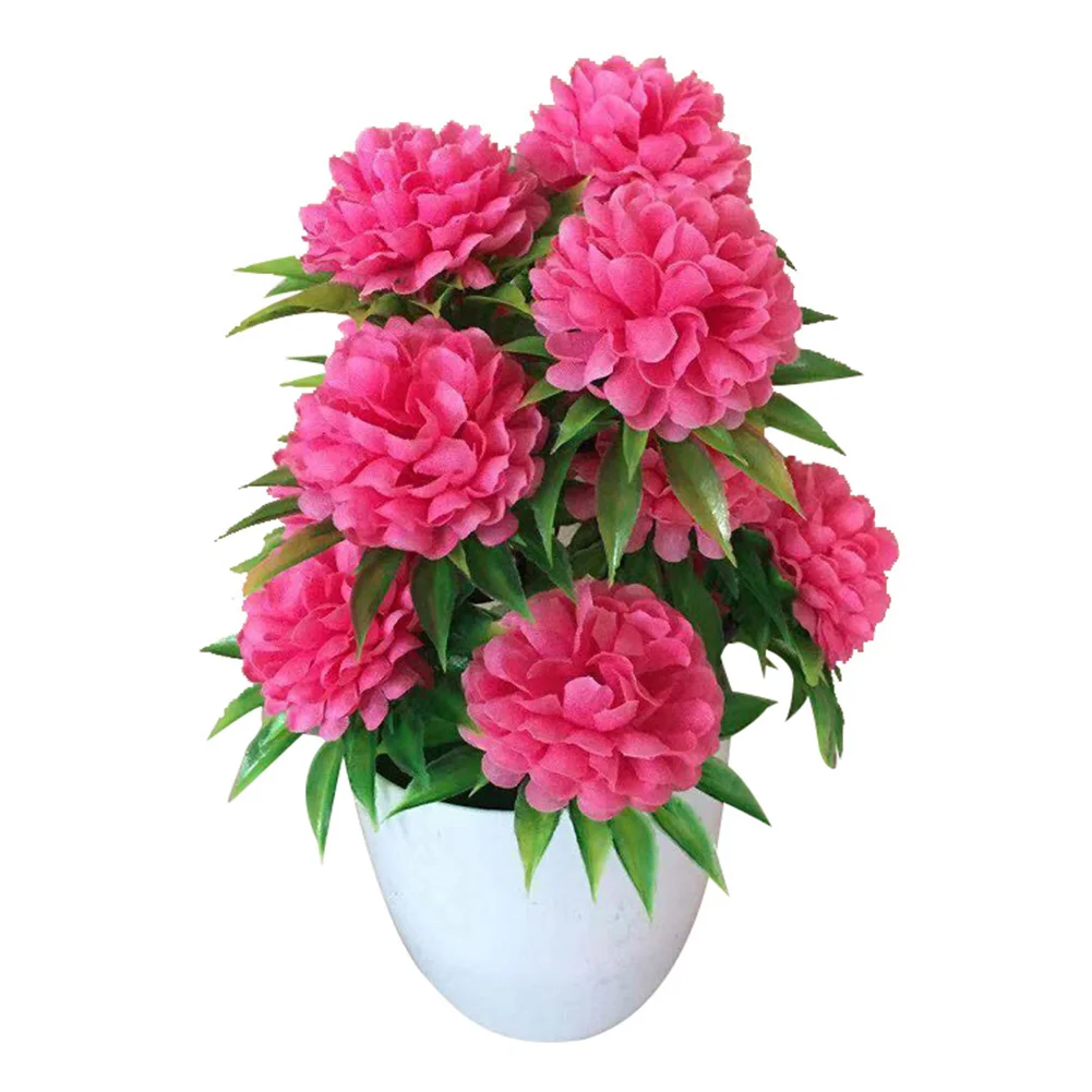Rose Red 1 шт. искусственная Хризантема бонсай Горшечное растение пейзаж домашний Цветочный декор поставка - Цвет: Rose Red