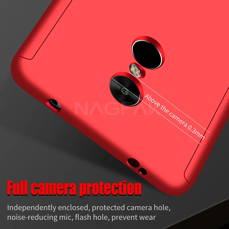 Luxury 360 Degree Protection Full Cover Phone Case for Xiaomi Redmi Note 4 4X Shockproof Global Glass |