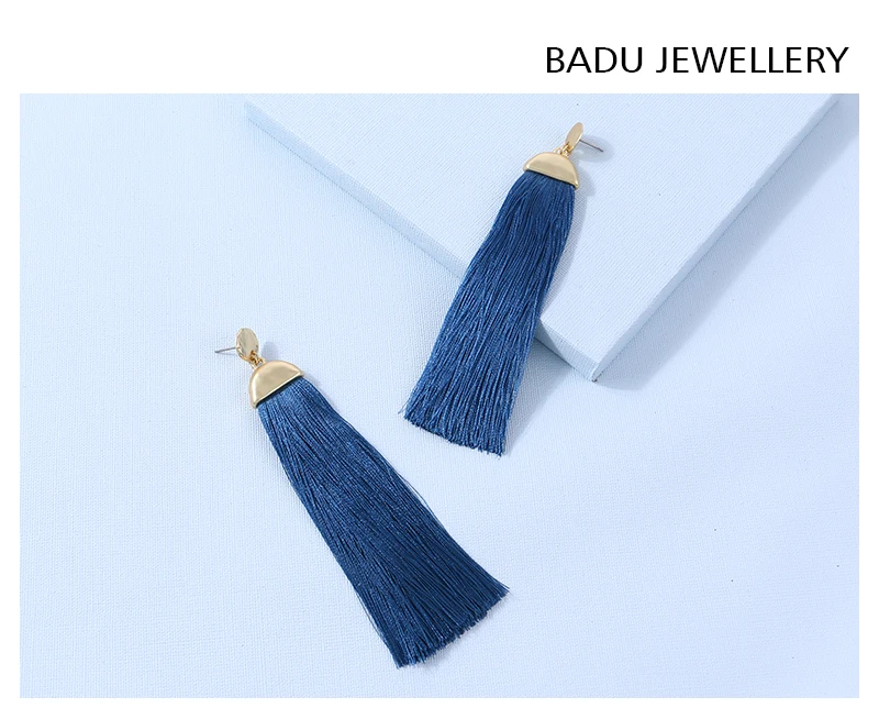 Badu, женские белые серьги с кисточками, длинная бахрома, золото, металл, висячие серьги, простой стиль, вечерние ювелирные изделия, Черная пятница