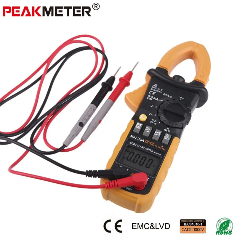 Официальный PEAKMETER PM2108A цифровой AC DC Токоизмерительные клещи 4000 отсчетов Емкость Сопротивление частоты заземления тестер мультиметр