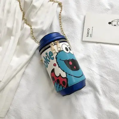 Синий Милые модные мультфильм шаблон Pu женские повседневные цепи кошелек мини-сумка через плечо сумки Сумка женская Bolsa женская сумочка клатч женская сумка - Цвет: Синий